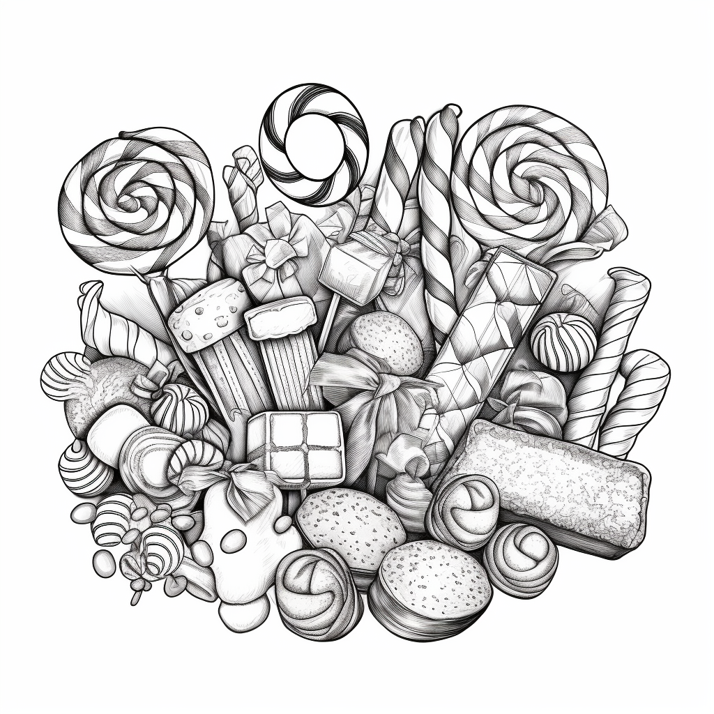 Christmas Treats and Candy - Coloring Page